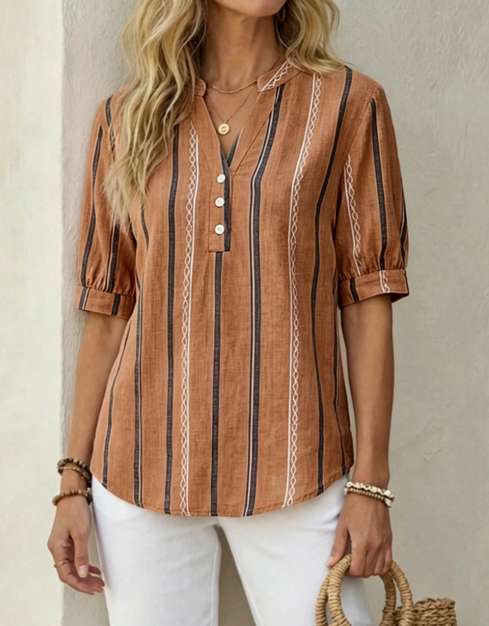 ❤Beautiful and comfortable, women's cotton and linen short-sleeved T-shirt
