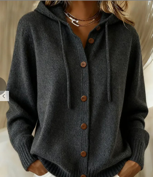 Women's casual hooded knitted cardigan