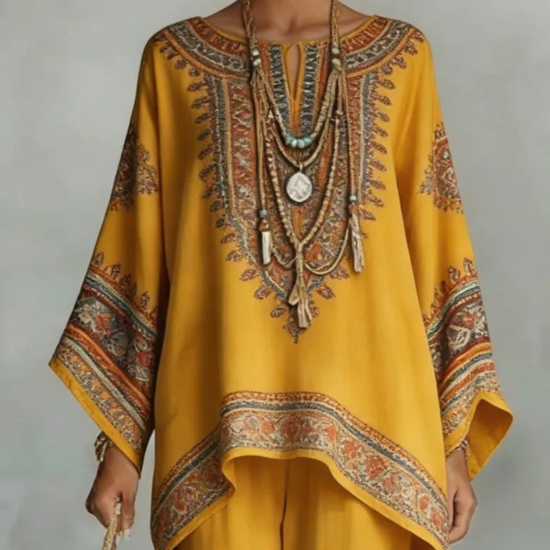 Nomad Two-Piece Set – Oversized Kaftan Top Wide-Leg Trousers