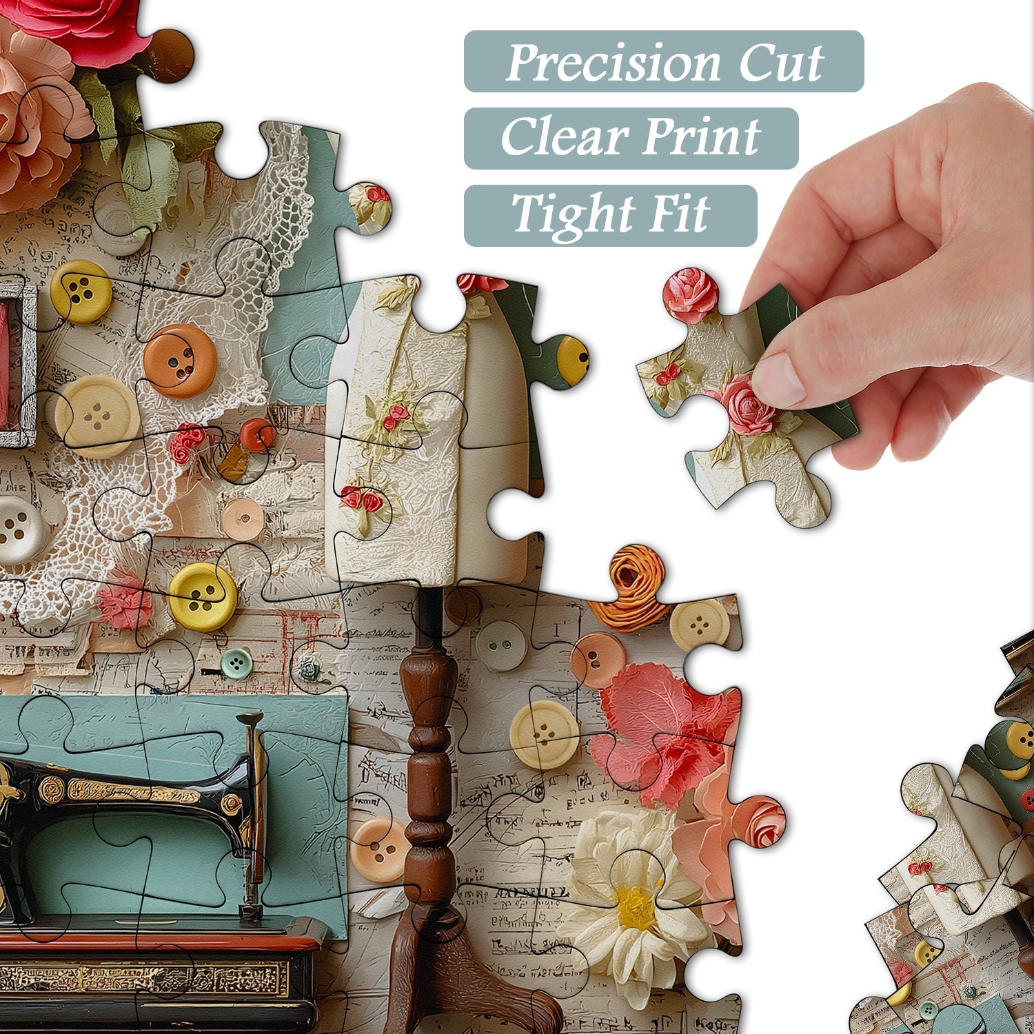 Floral Sewing Atelier | 1000-Piece Wooden Jigsaw Puzzle