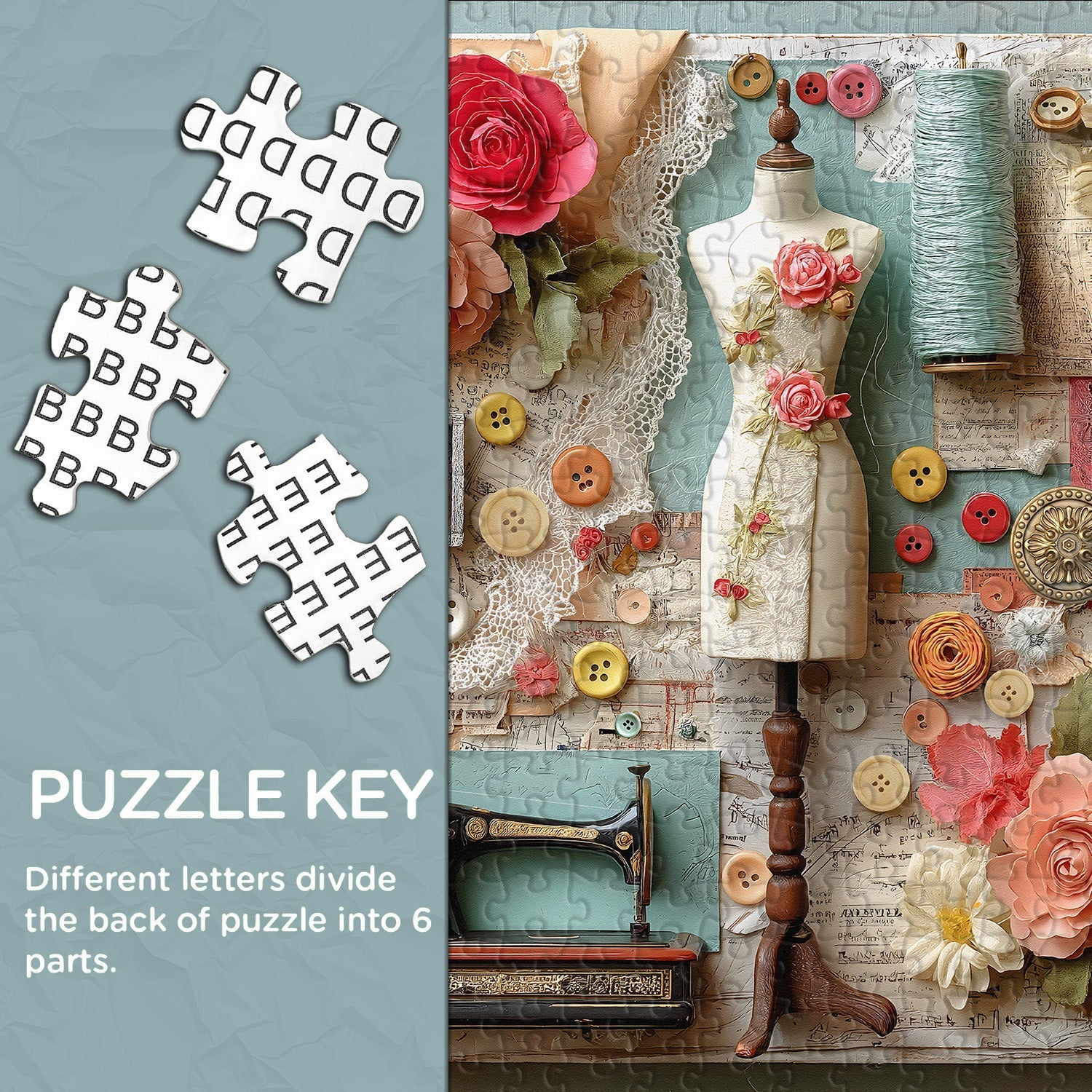 Floral Sewing Atelier | 1000-Piece Wooden Jigsaw Puzzle