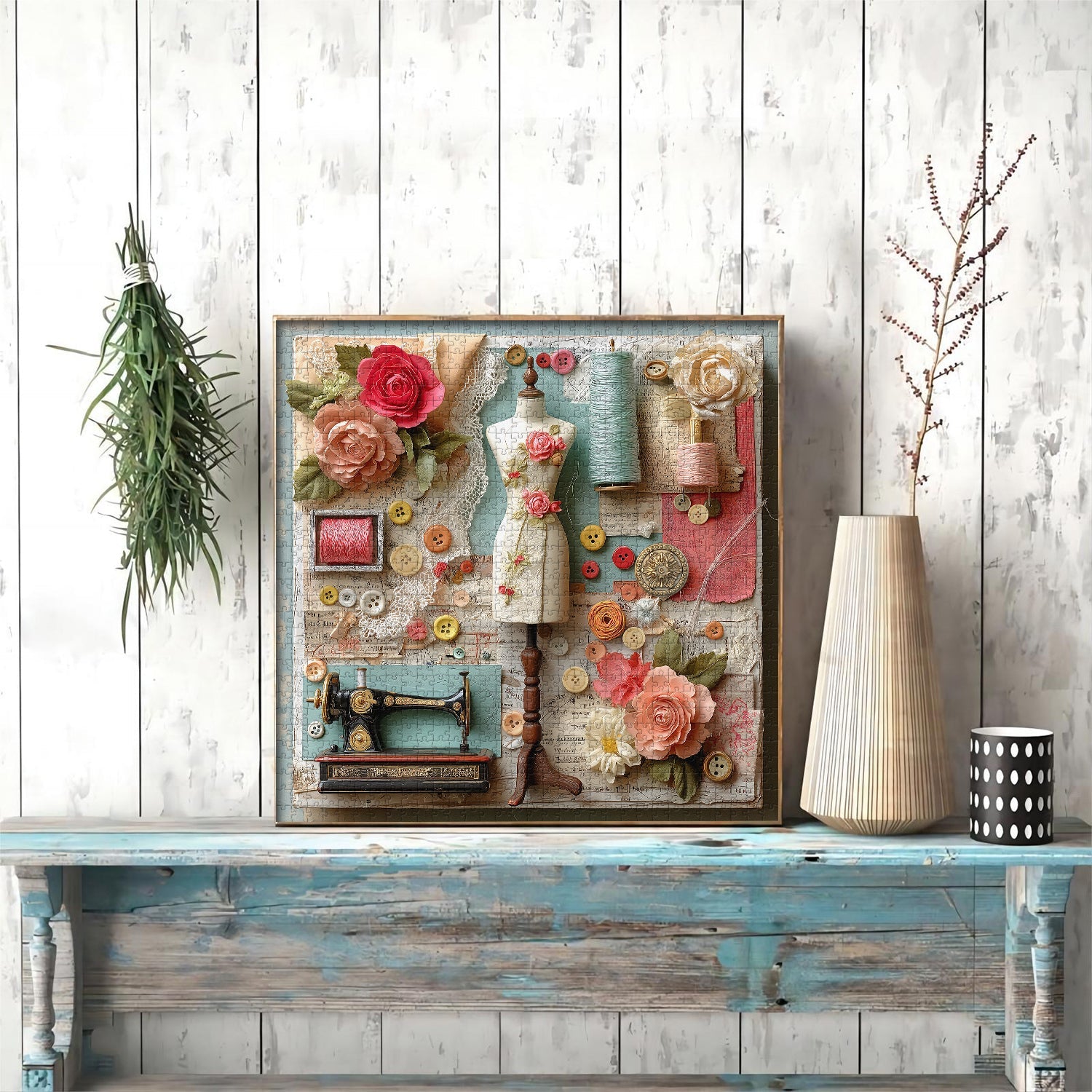 Floral Sewing Atelier | 1000-Piece Wooden Jigsaw Puzzle