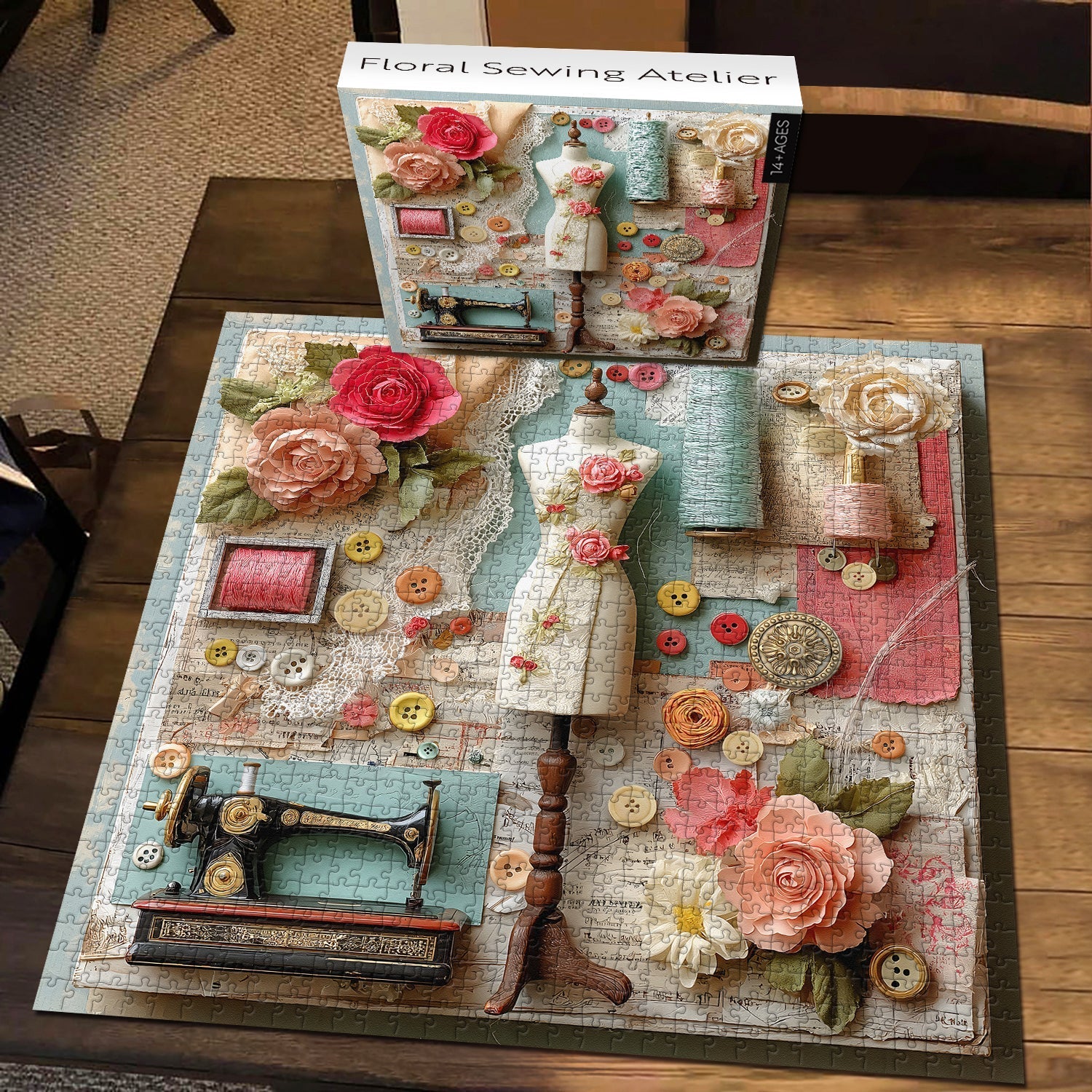 Floral Sewing Atelier | 1000-Piece Wooden Jigsaw Puzzle