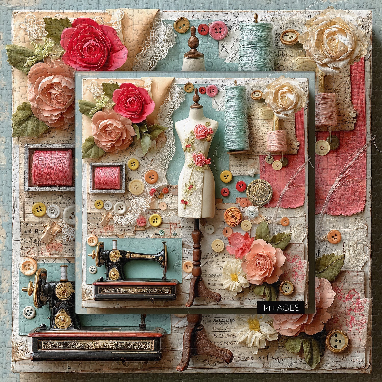 Floral Sewing Atelier | 1000-Piece Wooden Jigsaw Puzzle