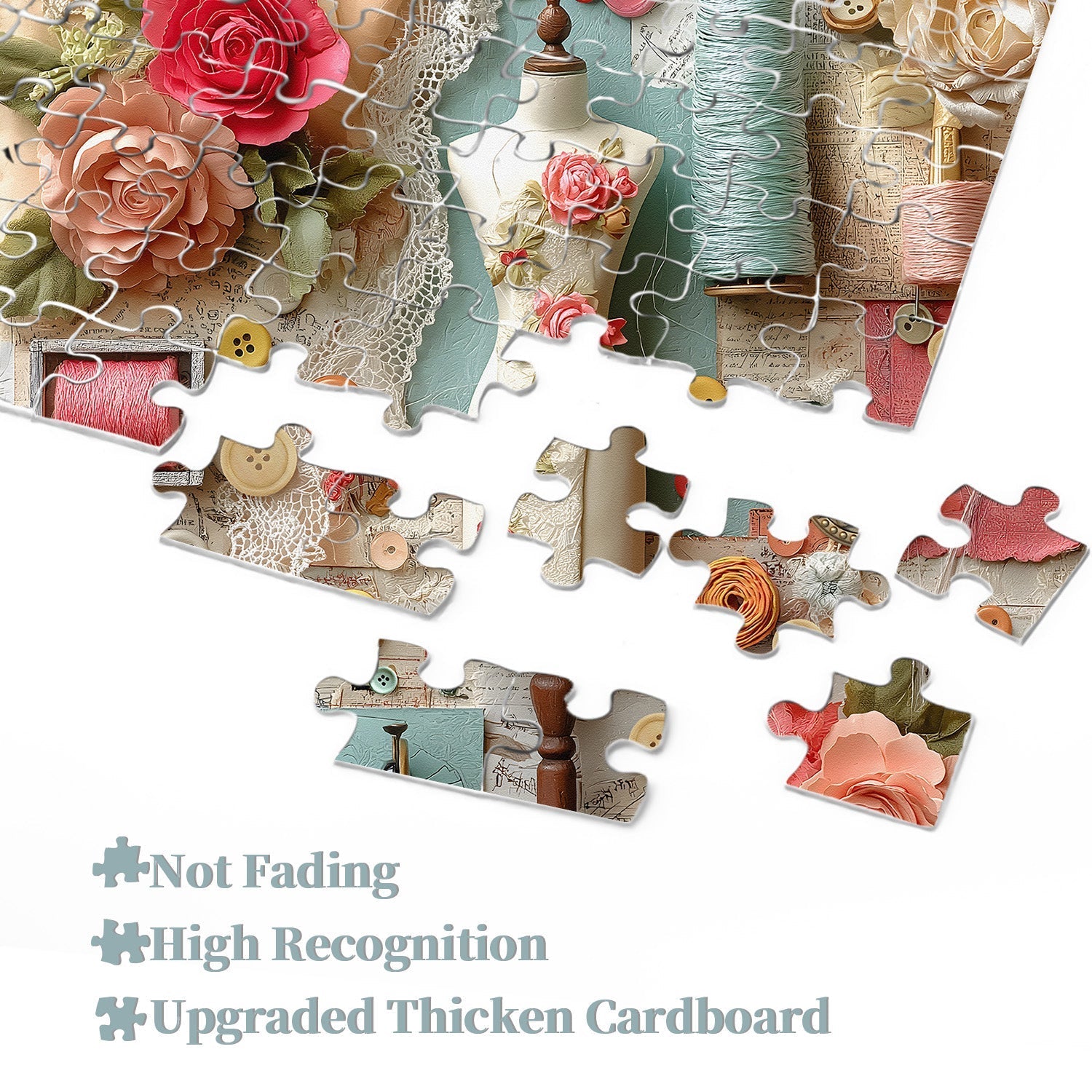 Floral Sewing Atelier | 1000-Piece Wooden Jigsaw Puzzle