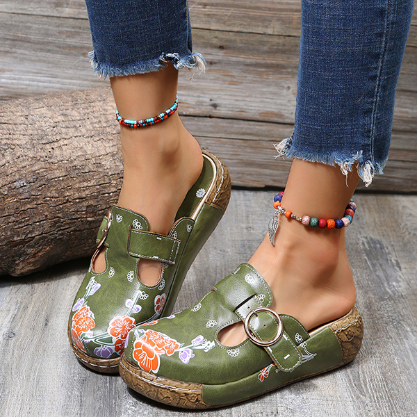 😍Last Day 50% OFF😍-Women's Slingbacks Floral Round Toe Wedge Orthopedics Sandals