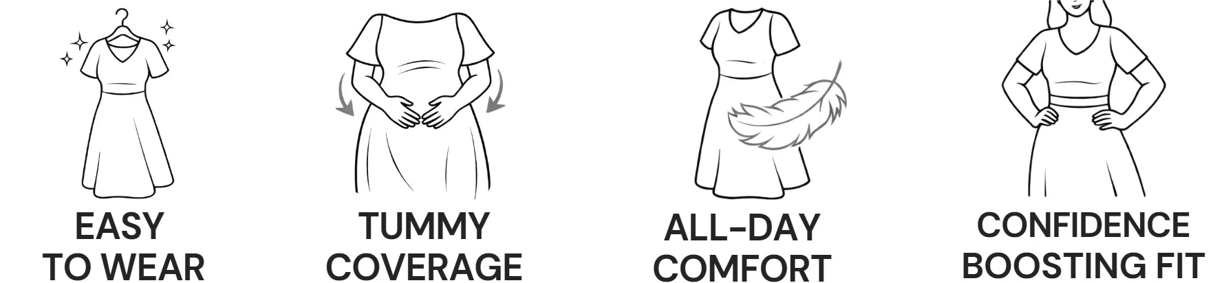 Easy to wear, Tummy coverage, All-day comfort, Confidence boosting fit