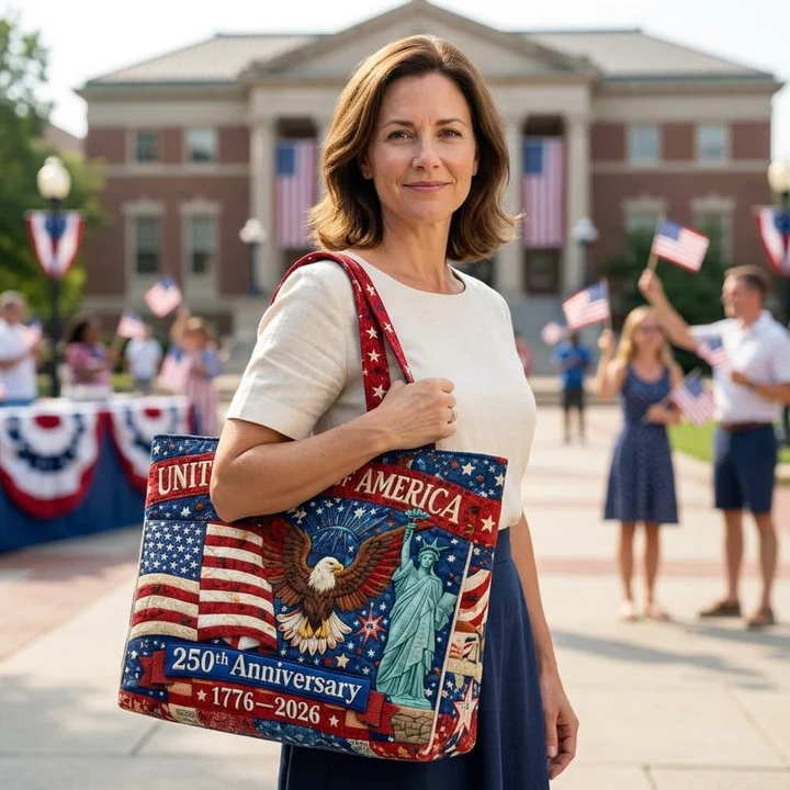 Patriotic Patchwork Quilted Tote Bag