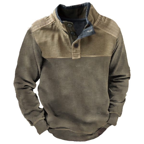 Men's Winter Pullover Hoodie Turn-down Collar Outdoor Long Sleeve Sweatshirt