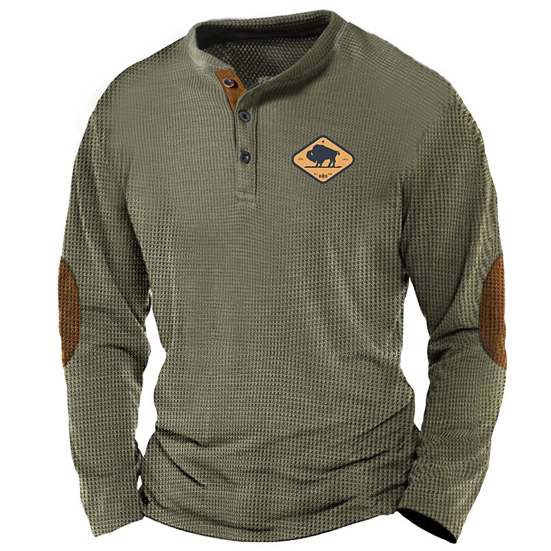 Designer Simple Casual Men's 3D Print Henley Shirt Waffle T Shirt Sports Outdoor Holiday Festival T shirt