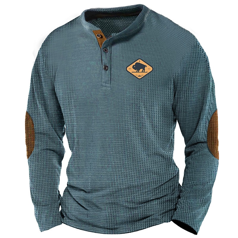 Designer Simple Casual Men's 3D Print Henley Shirt Waffle T Shirt Sports Outdoor Holiday Festival T shirt