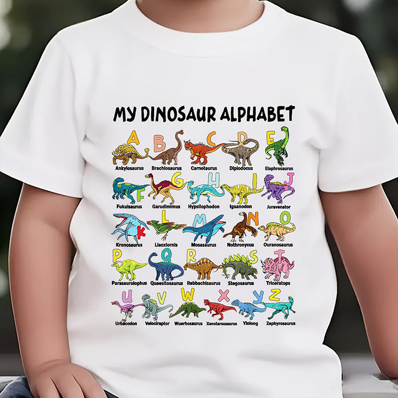 New Arrival 50 off%: Half-Price Offer Children's T-shirt with Dinosaur and Letter Prints