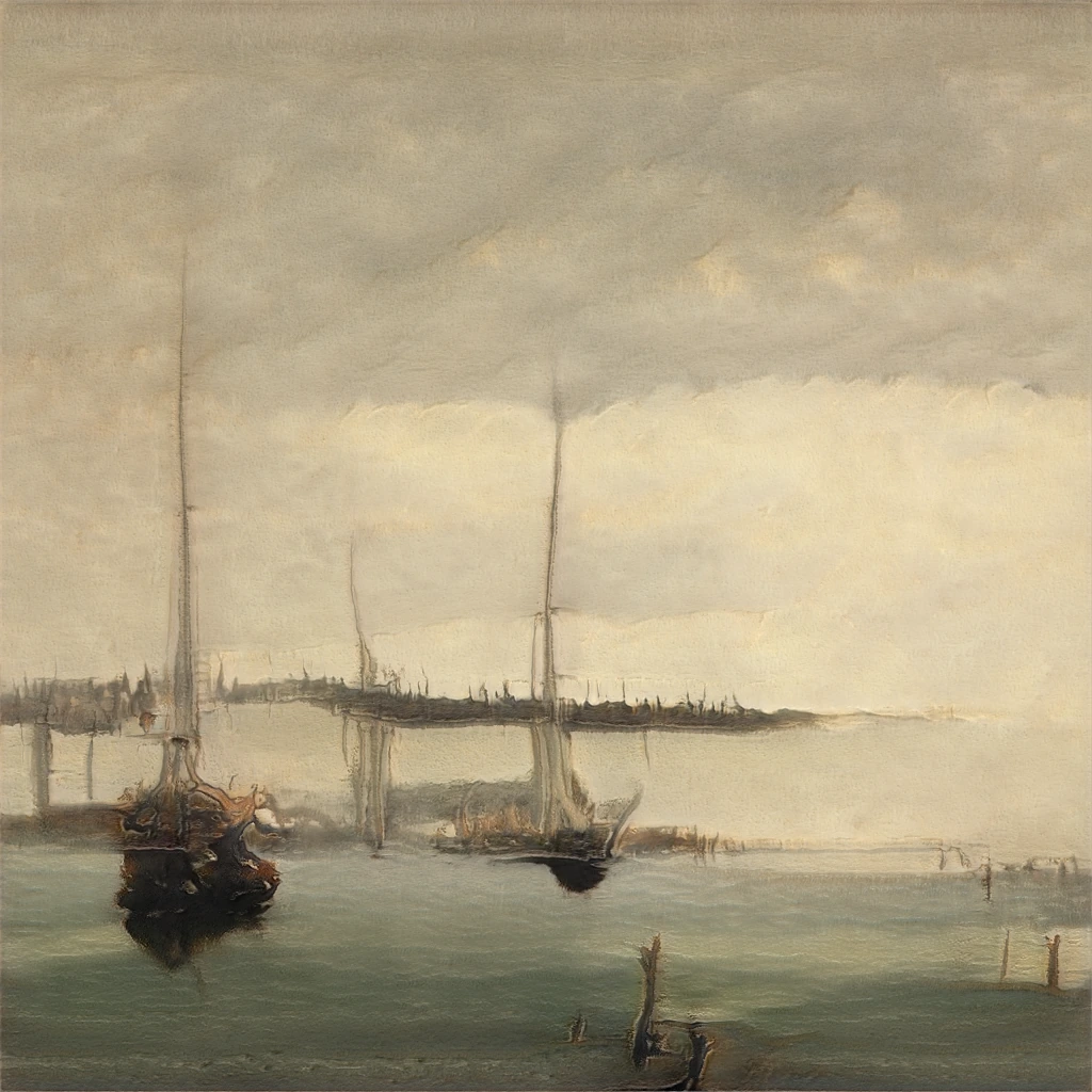 Generated Mnemosyne image of boats and a quiet harbor