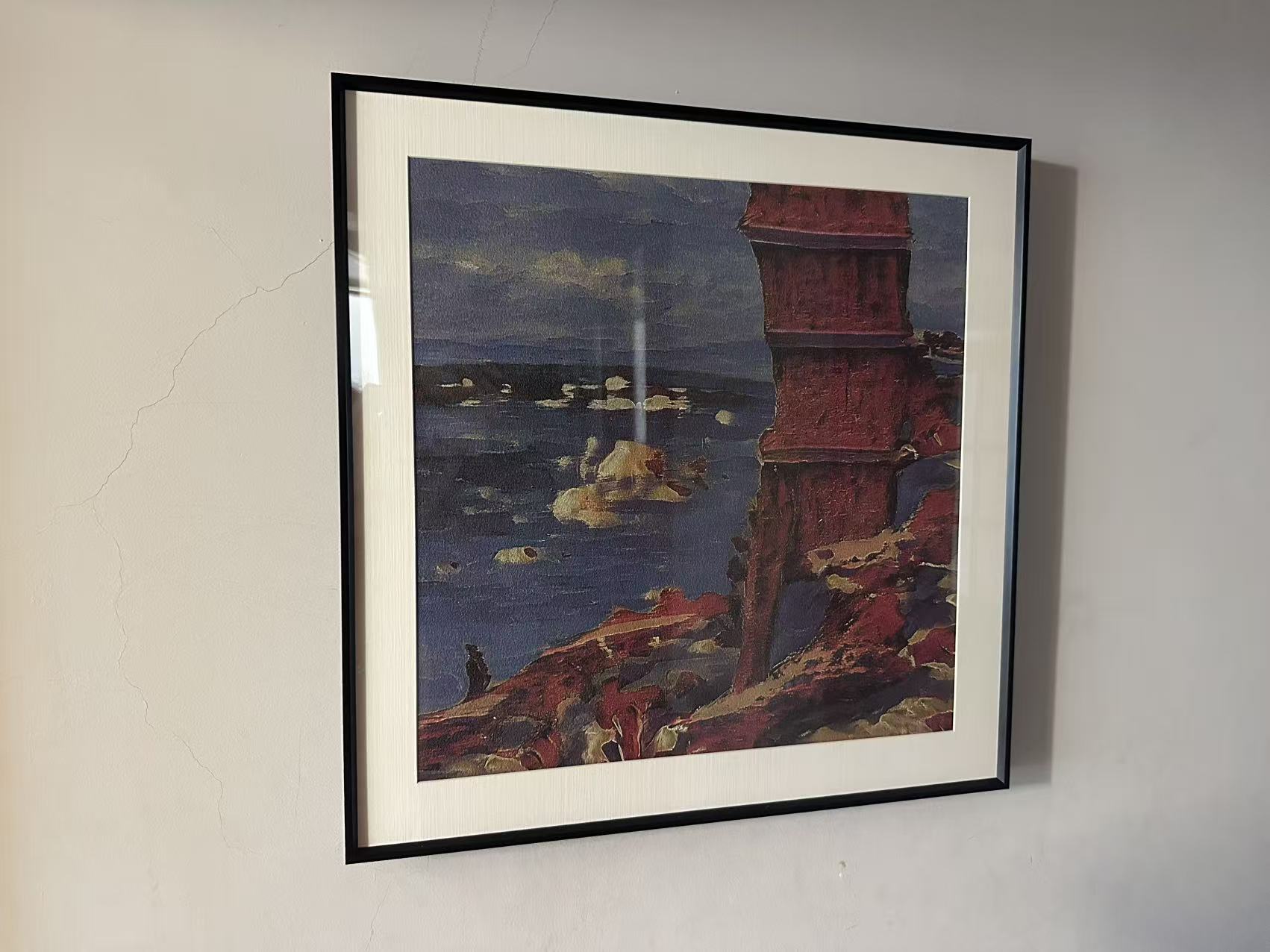 Real framed Whispart work photographed hanging against a wall