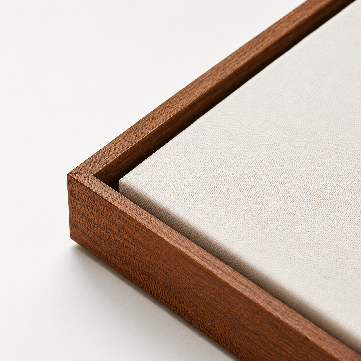 Artwork edge with a slim brown walnut wood frame