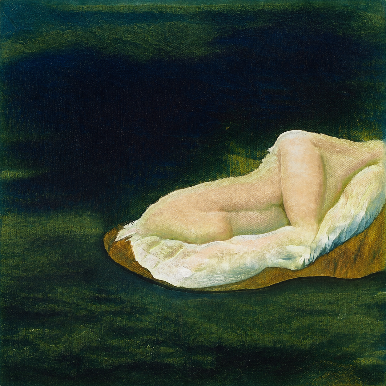 Whispart GAN art study in deep green and pale tones.