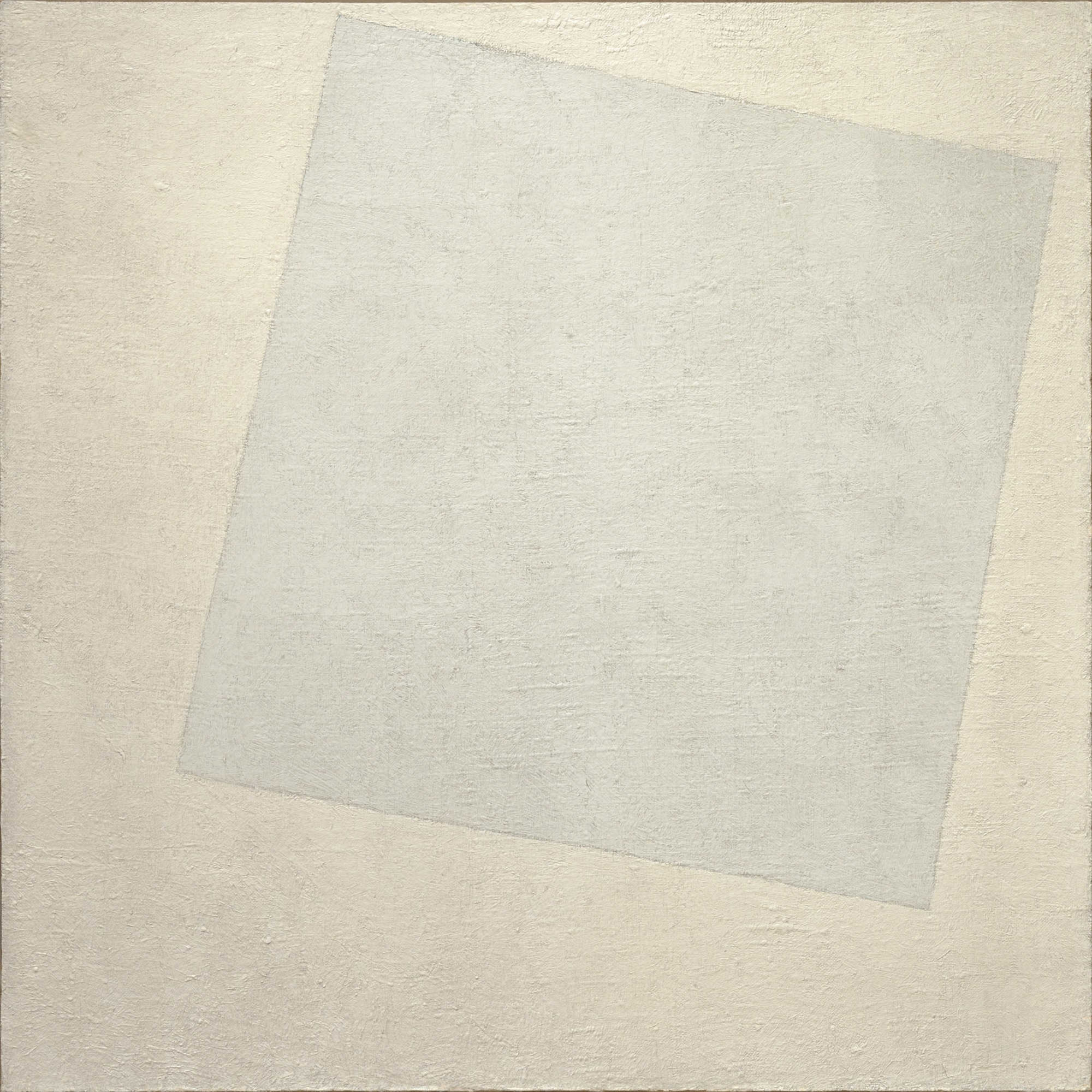 Kazimir Malevich, White on White, 1918: a tilted cooler-white square against a warmer white field.