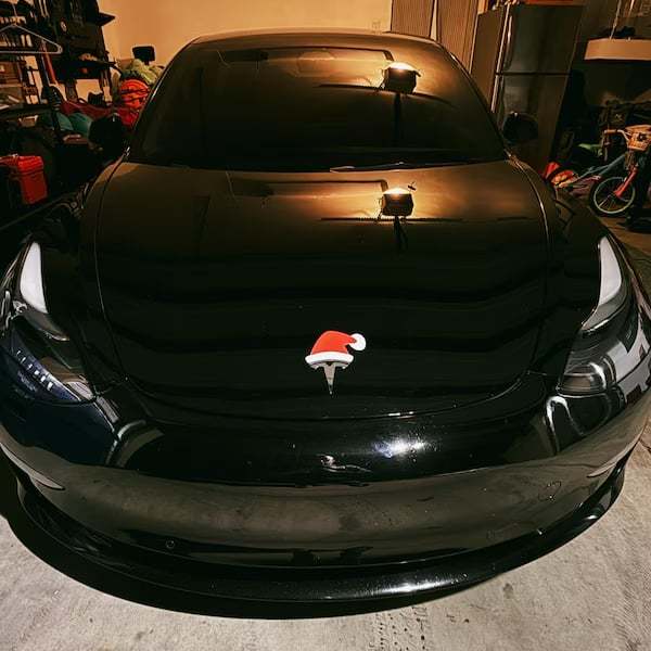Santa Hat Overlay for Tesla Emblem, Reusable!