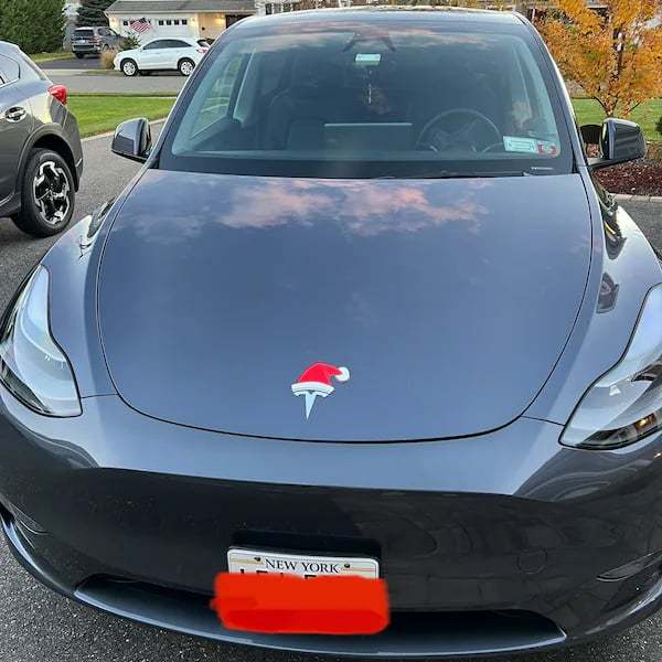 Santa Hat Overlay for Tesla Emblem, Reusable!