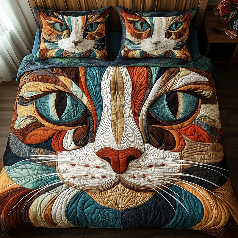 ⏰Promotion 50% OFF -Purrfectly Cat 3-Piece Quilted Bedding Set