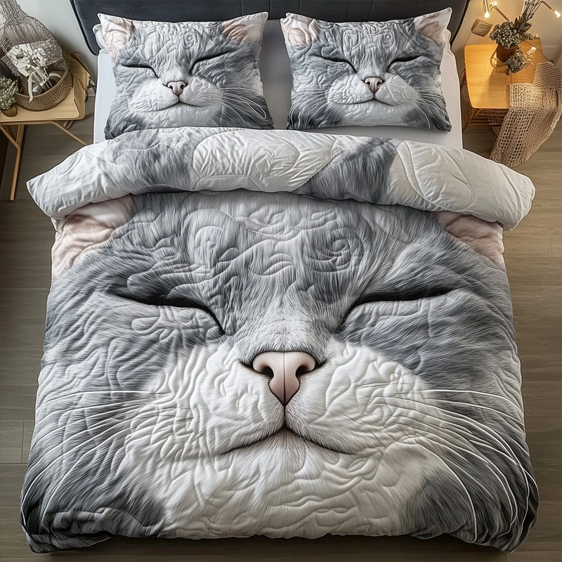 ⏰Promotion 50% OFF -Purrfectly Cat 3-Piece Quilted Bedding Set