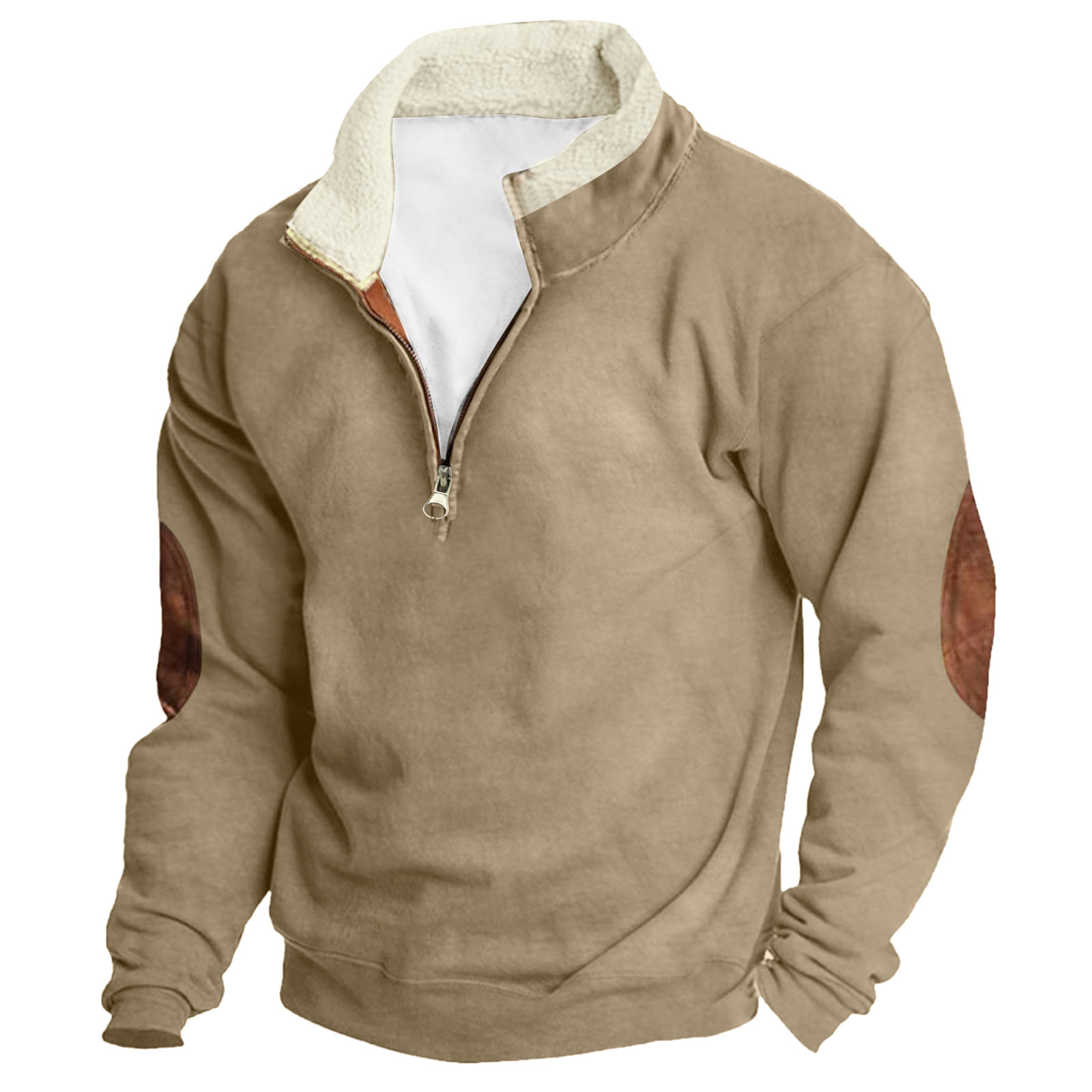 Men's Outdoor Vintage Stand Collar Long Sleeve Cashmere Sweatshirt
