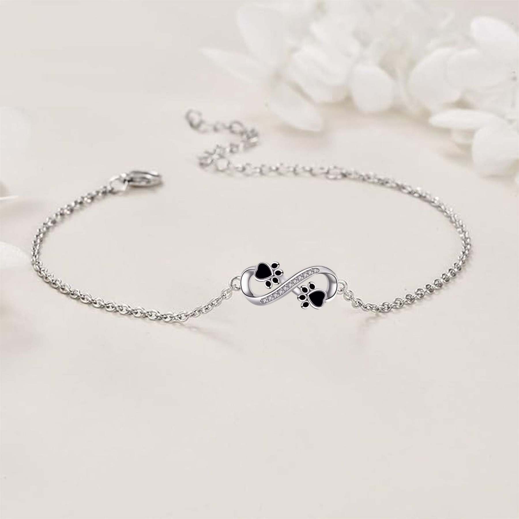 Infinite Symbol Pendant Pet Paw Bracelet with Zirconia