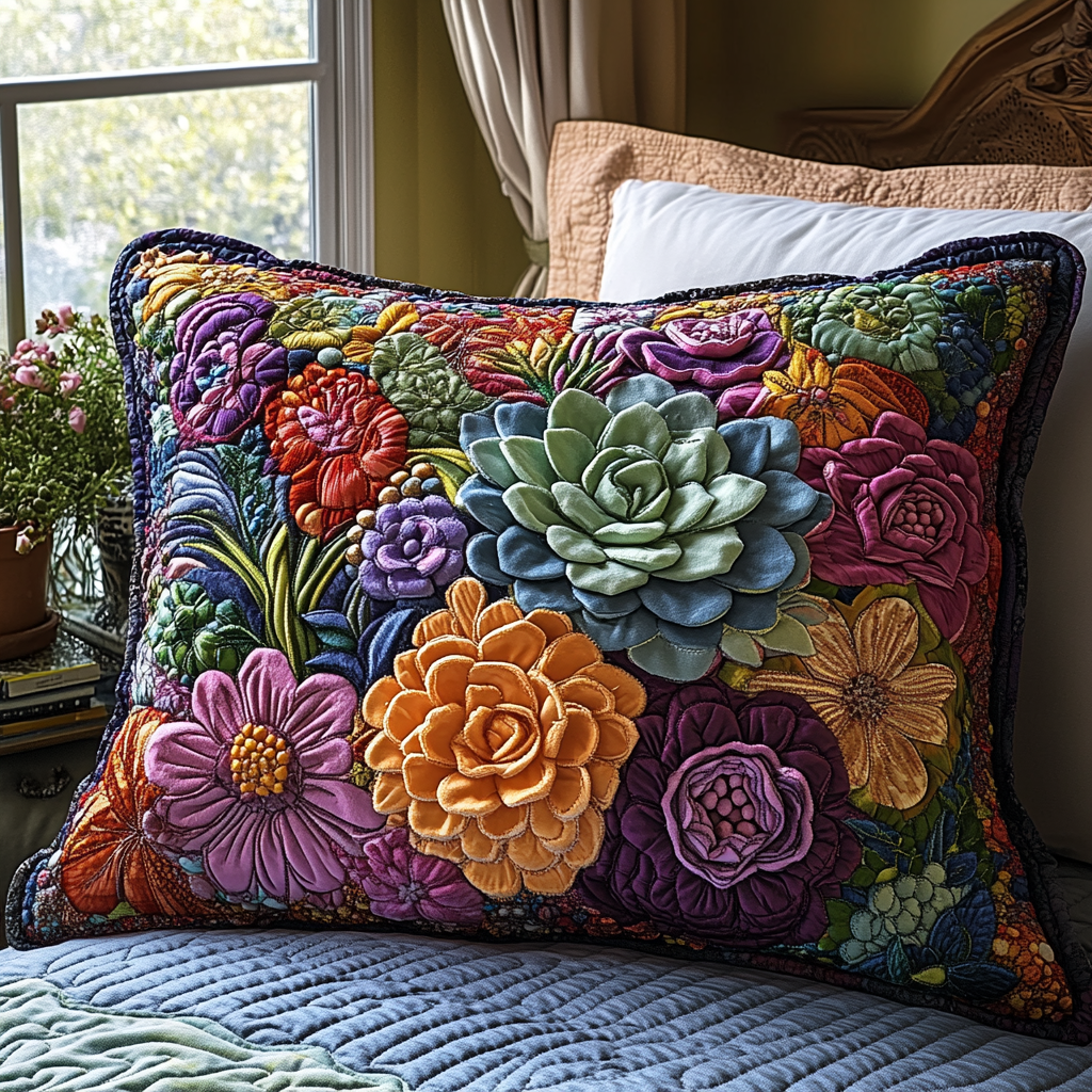 Succulent Symphony Quilted Bedding Pillow Case NCU0DV3167