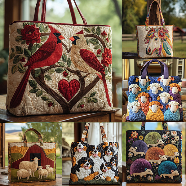 🎁❤️Interesting animals Quilted Tote Bag