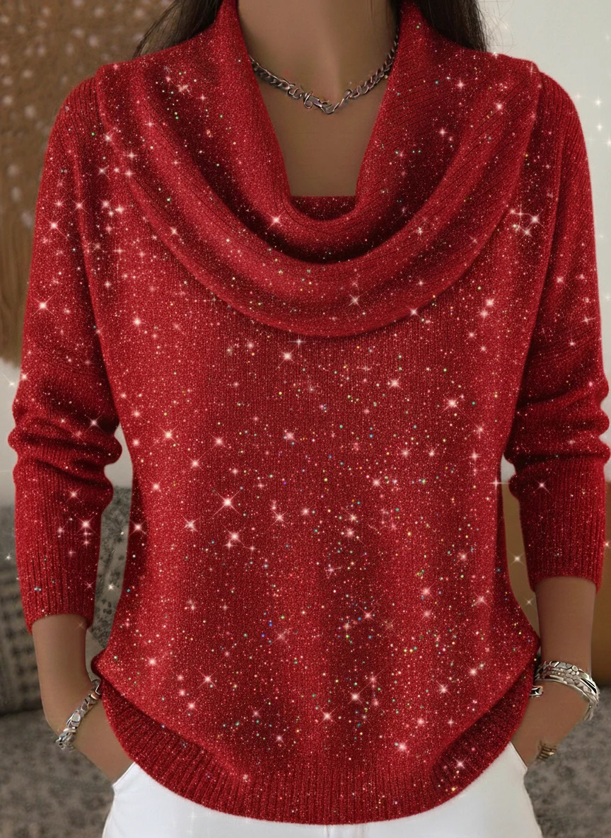 🎅 Christmas Preview Specials🎄 Women's Elegant Solid Color Loose Shiny Sweater