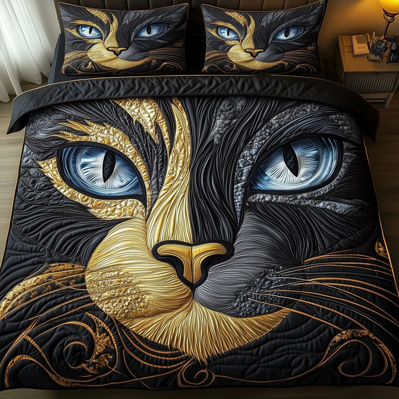 ⏰Promotion 50% OFF -Purrfectly Cat 3-Piece Quilted Bedding Set