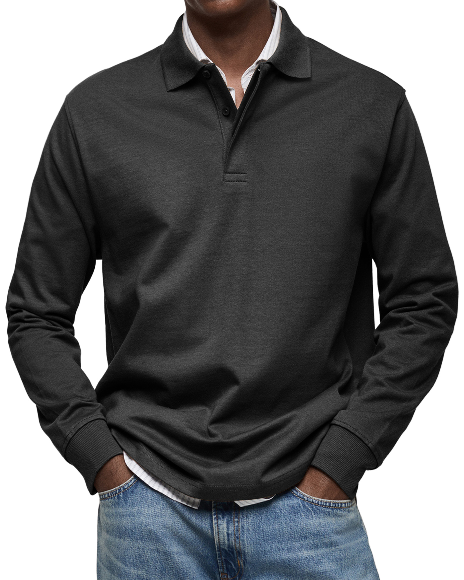 Black Friday Early Bird Sale 💥 Men's Collared Button-Down Long-Sleeve Polo Shirt