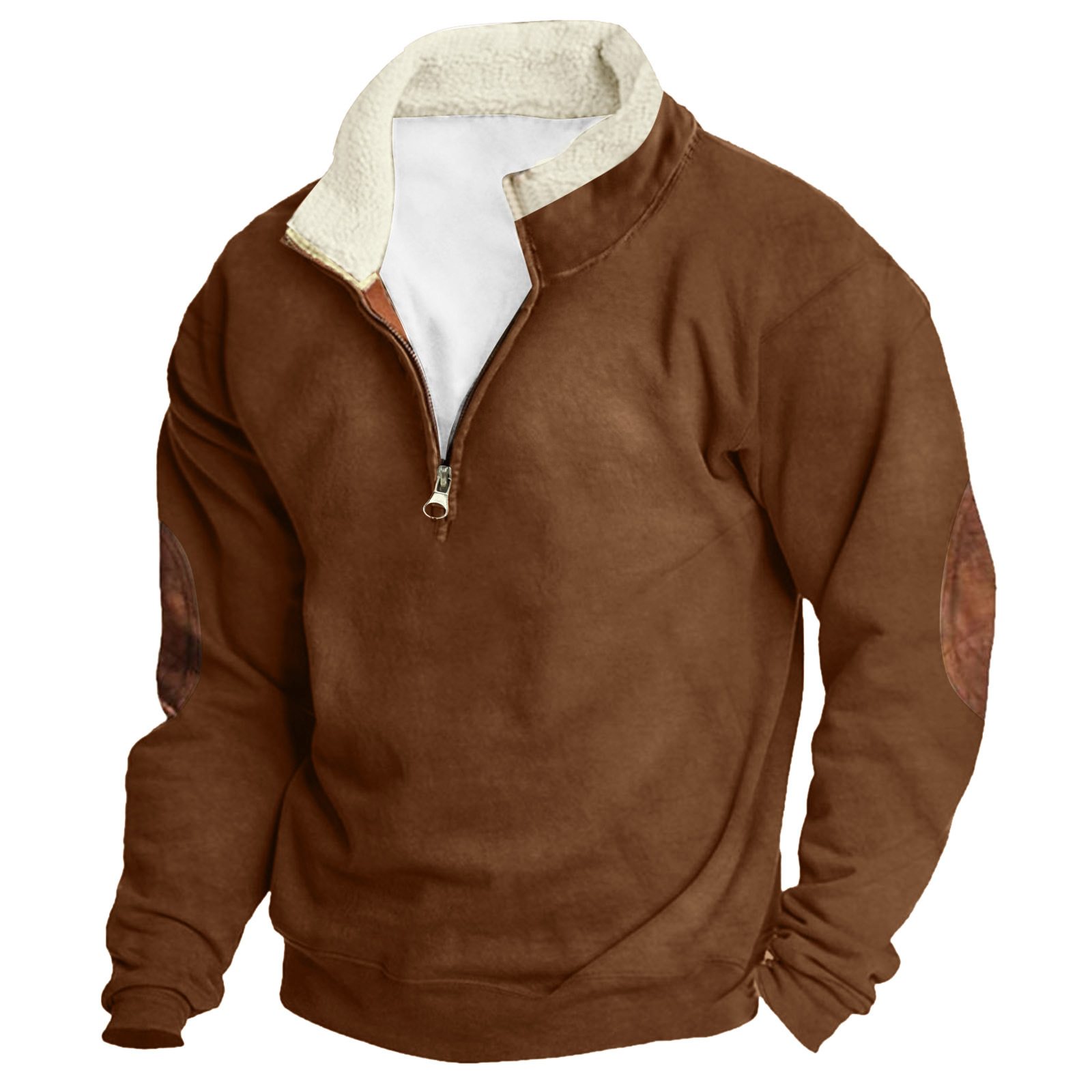 Men's Outdoor Vintage Stand Collar Long Sleeve Cashmere Sweatshirt