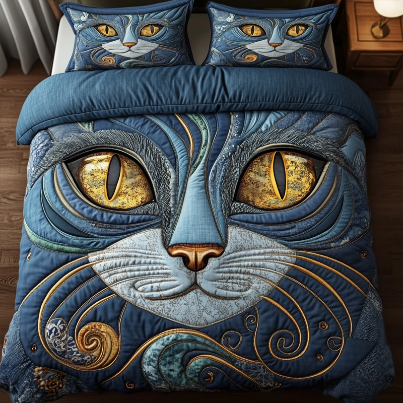 ⏰Promotion 50% OFF -Purrfectly Cat 3-Piece Quilted Bedding Set