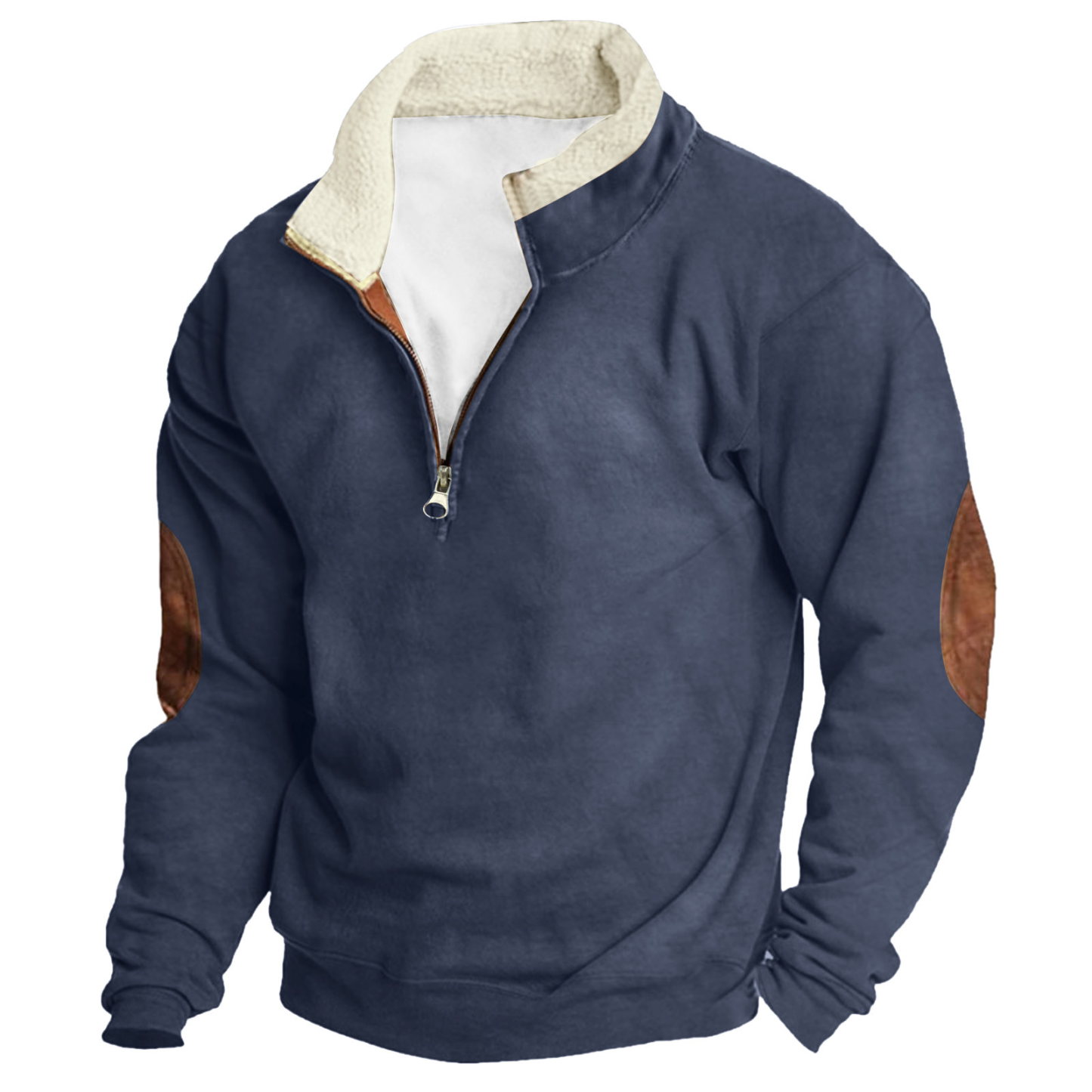 Men's Outdoor Vintage Stand Collar Long Sleeve Cashmere Sweatshirt