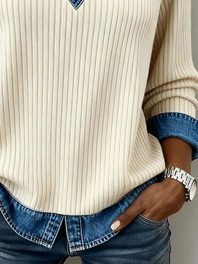 Women's Casual Color-Blocked Sweatshirt