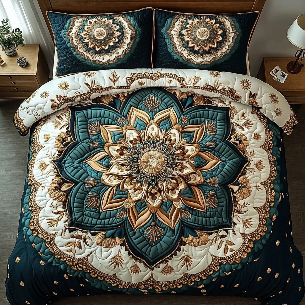 Amber Serenity 3-Piece Quilted Bedding Set NCU0VL862