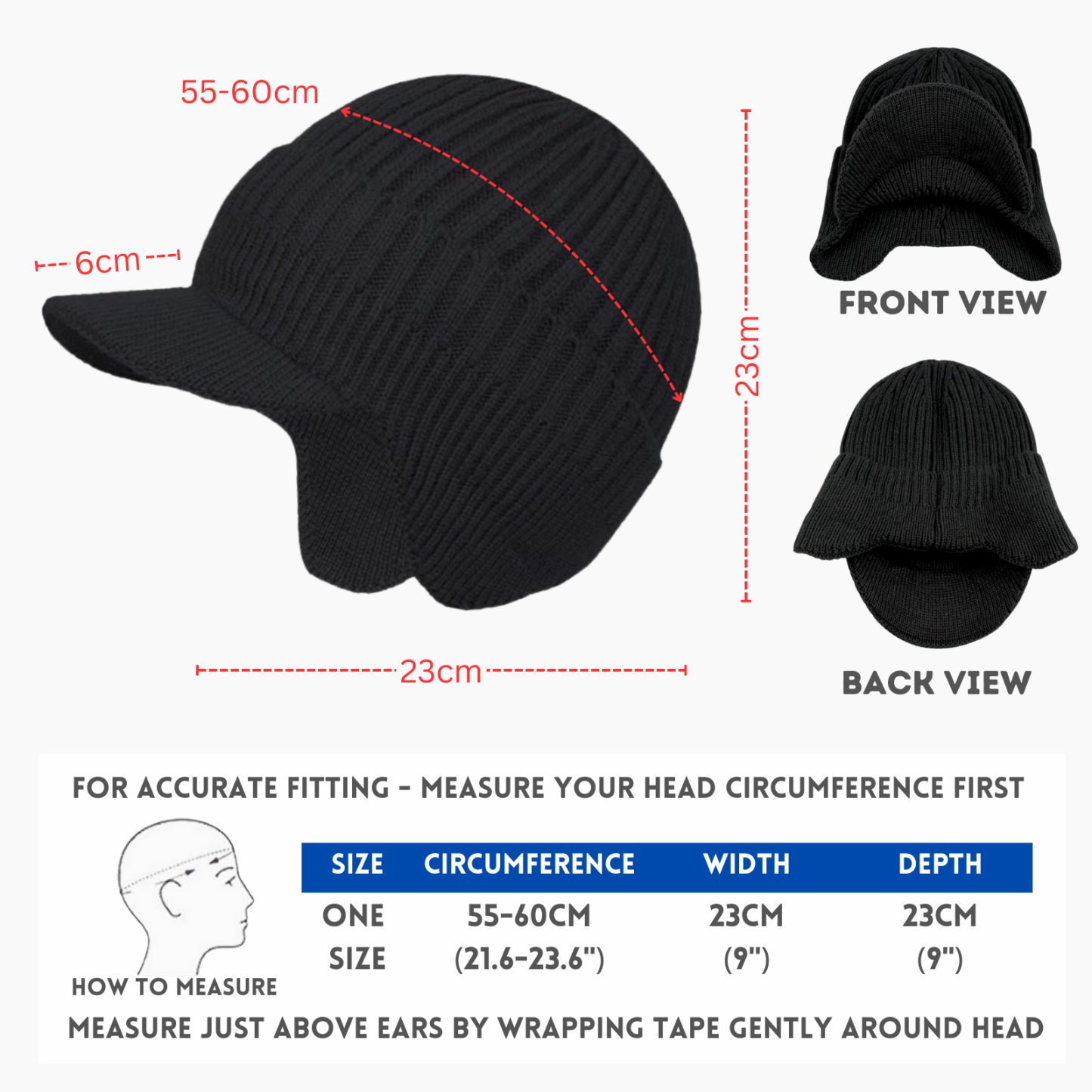 Beanie Skull Cap with Ear-Muff Pads