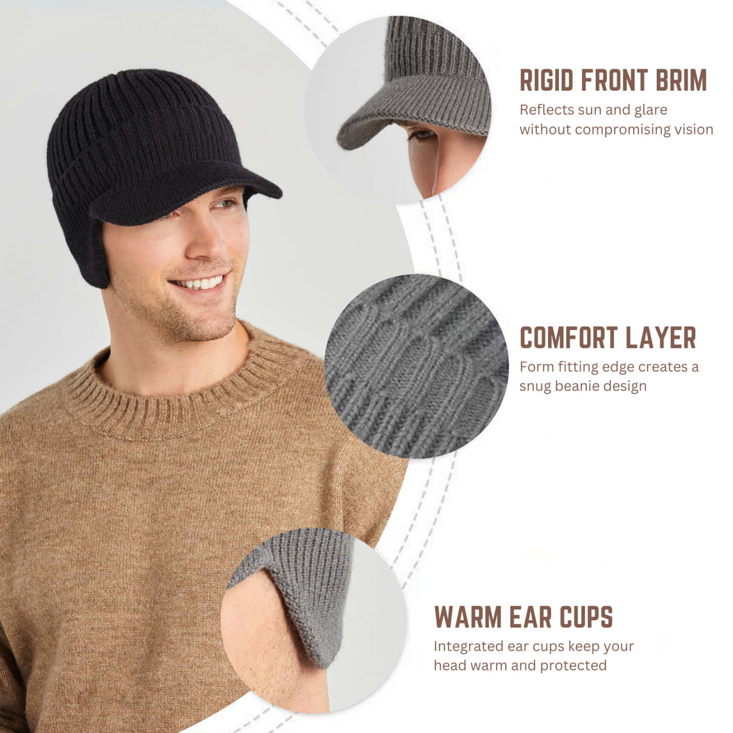 Beanie Skull Cap with Ear-Muff Pads