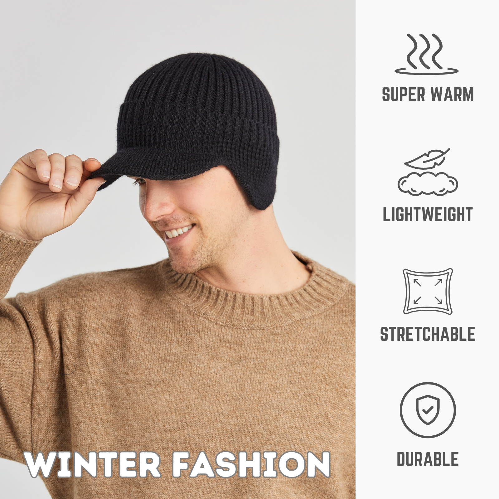 Beanie Skull Cap with Ear-Muff Pads