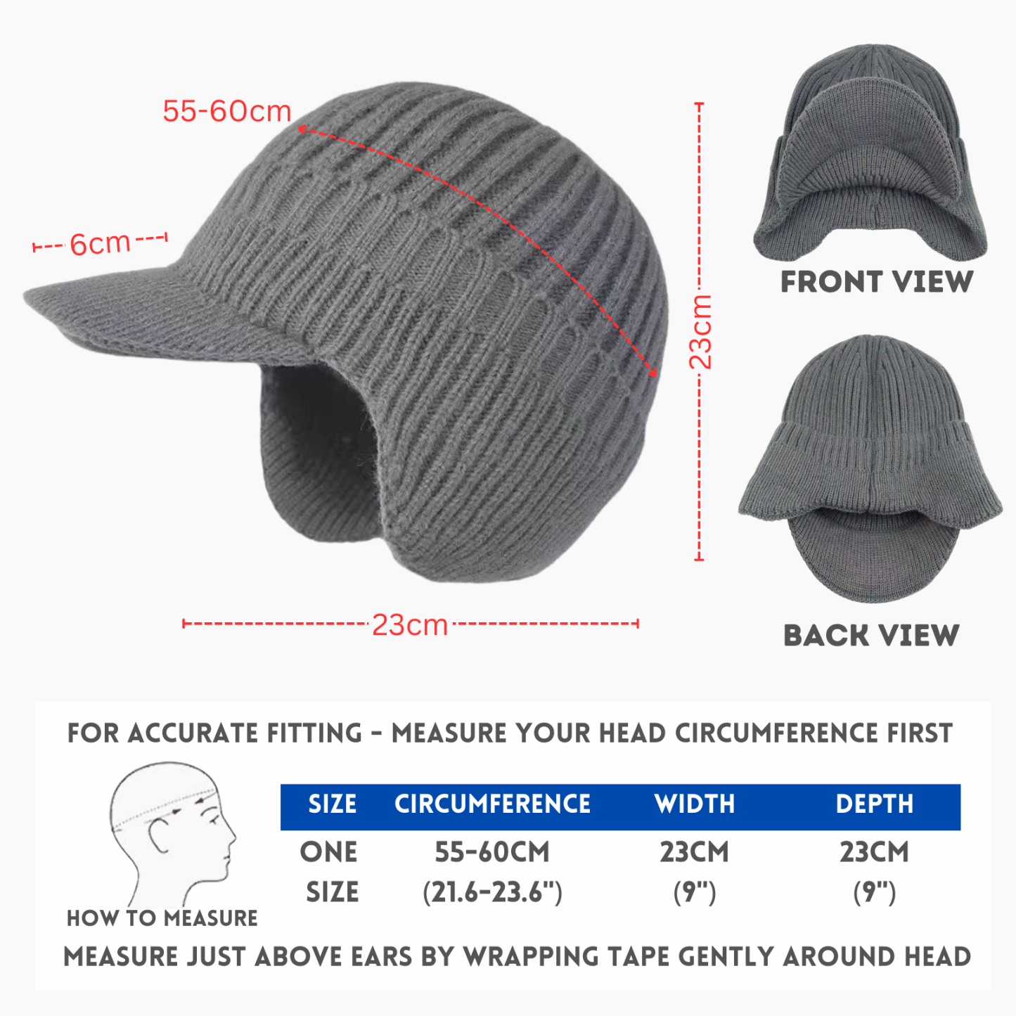 Beanie Skull Cap with Ear-Muff Pads