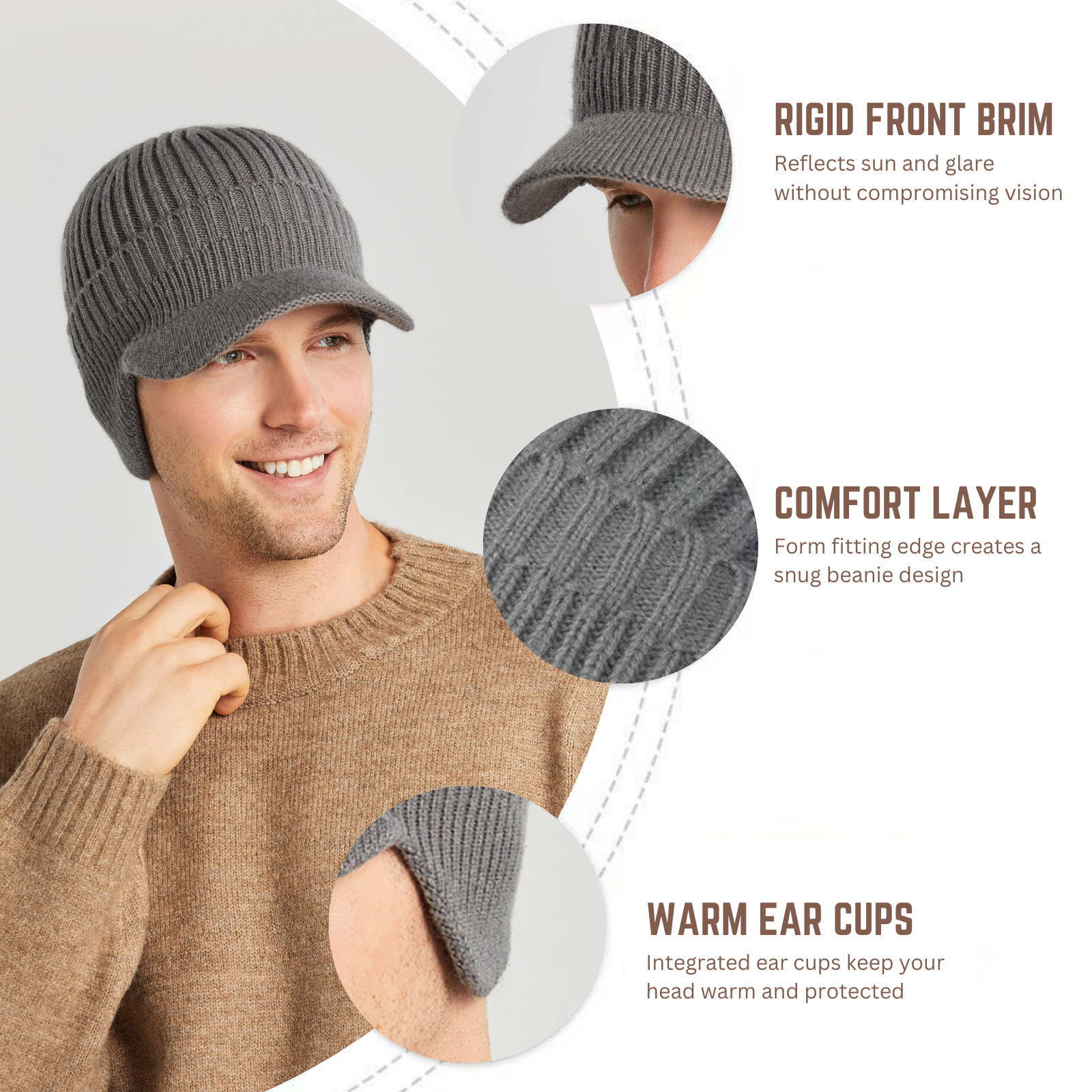 Beanie Skull Cap with Ear-Muff Pads