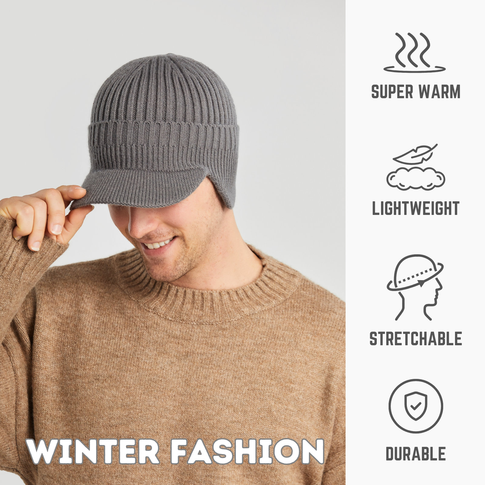 Beanie Skull Cap with Ear-Muff Pads