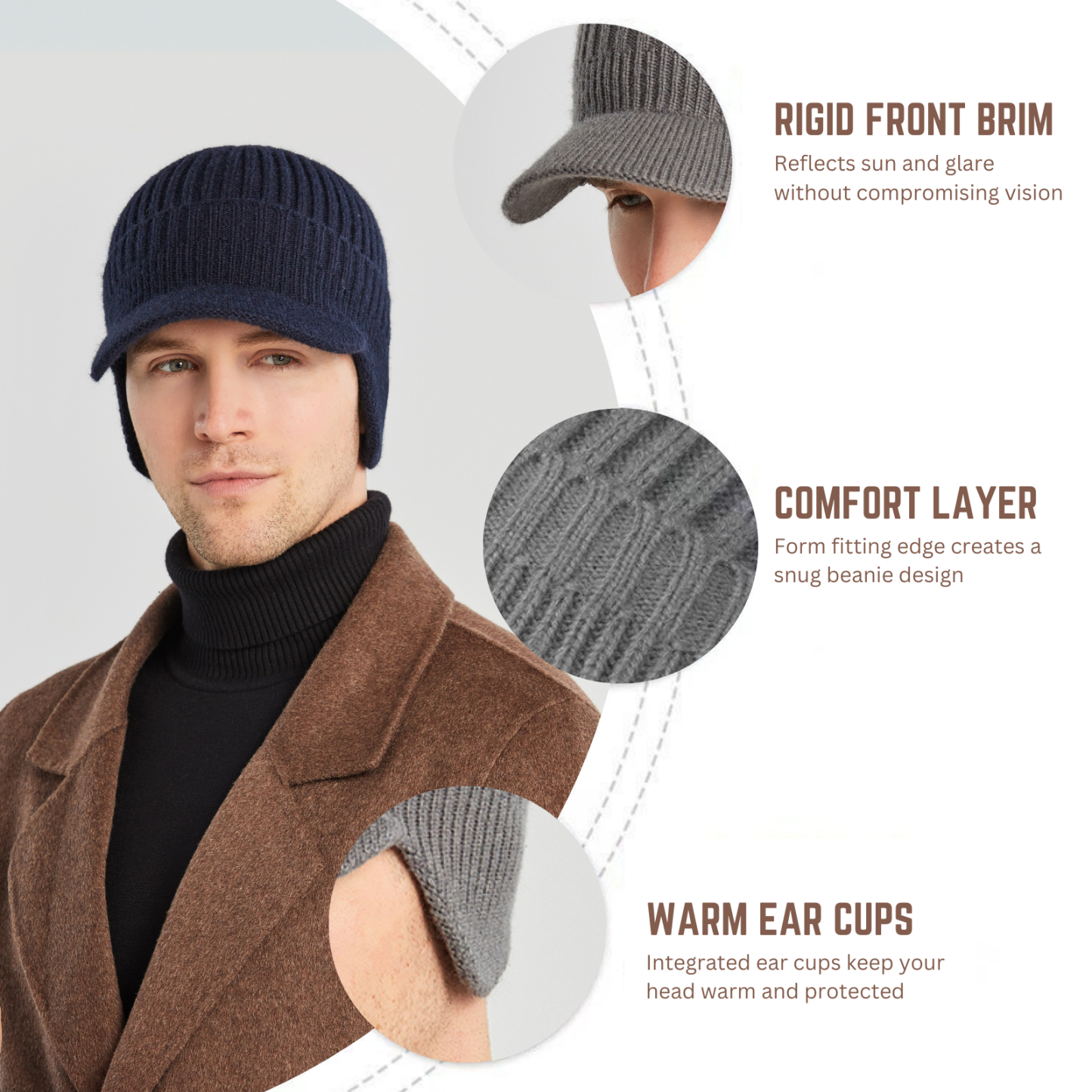 Beanie Skull Cap with Ear-Muff Pads