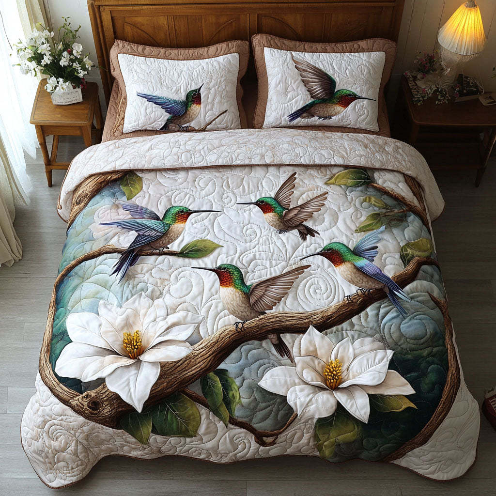 Hummingbird 3-Piece Quilted Bedding Set NCU0VT156