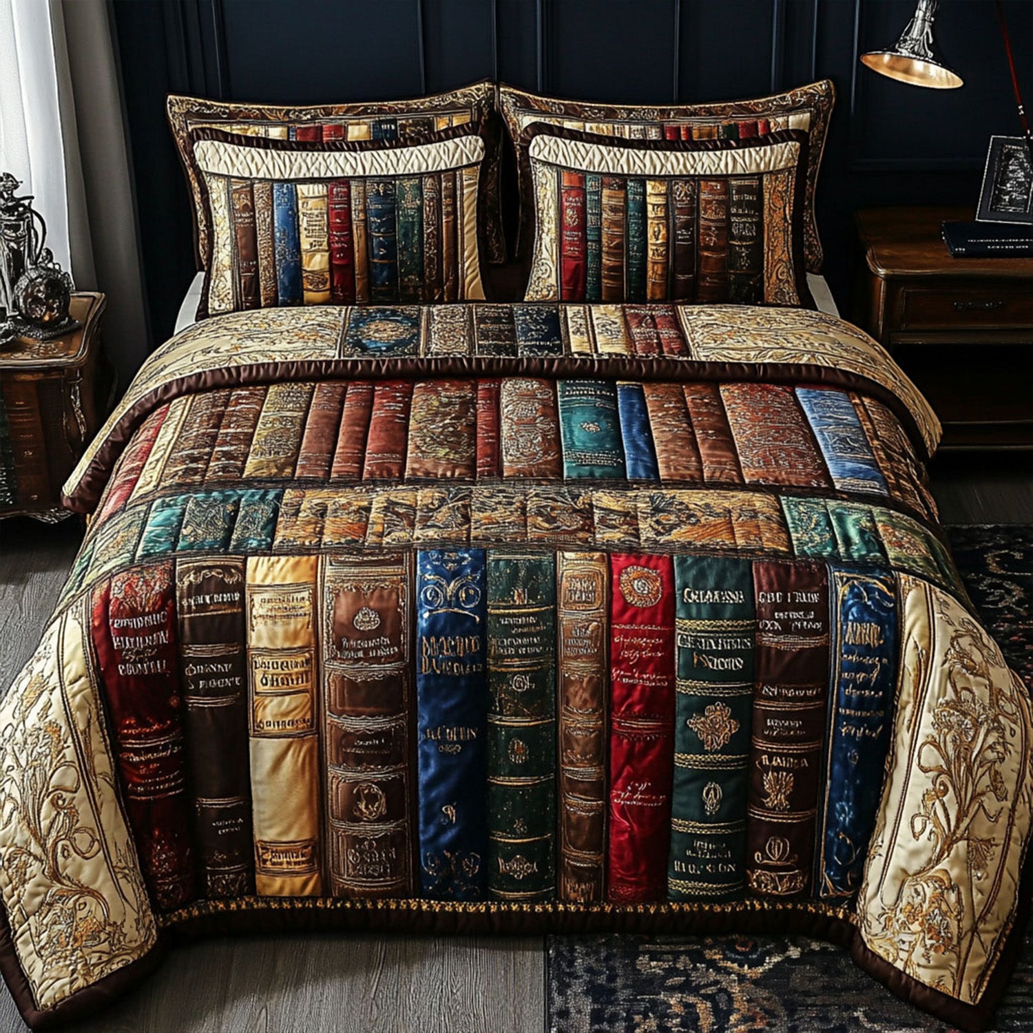 Vintage Books 3-Piece Quilted Bedding Set NCU0VT126