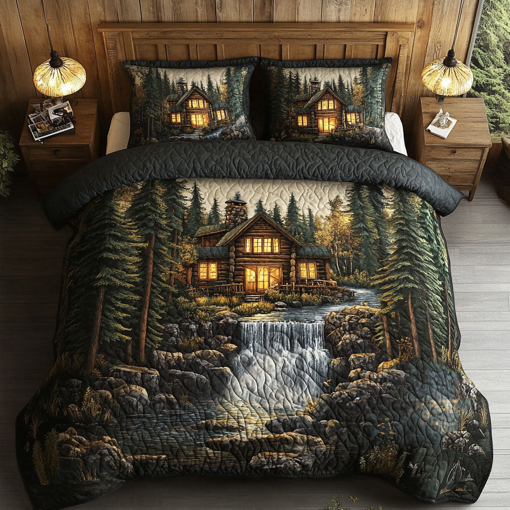 Log Cabin 3-Piece Quilted Bedding Set NCU0VT221