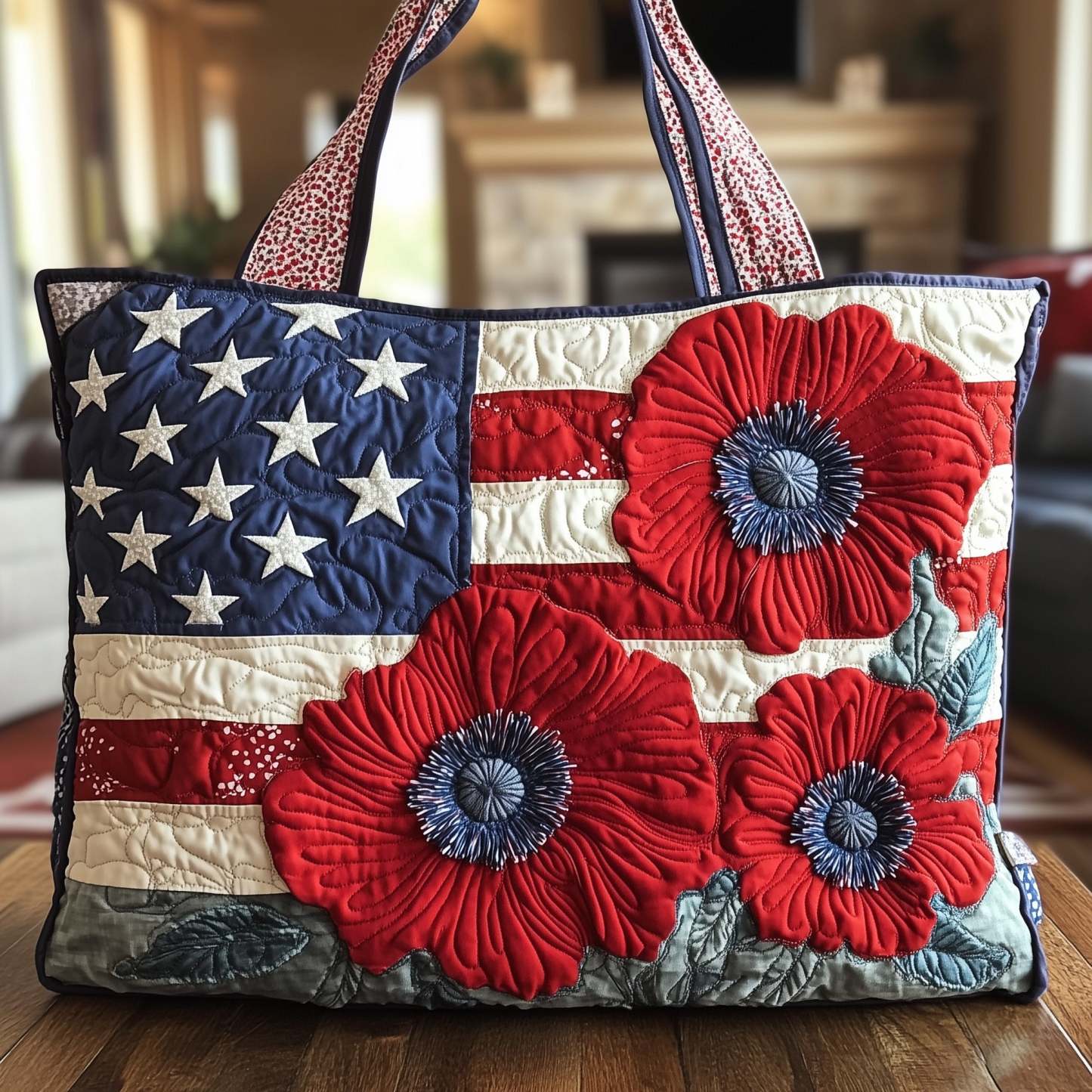 American Poppy Quilted Tote Bag GFTONT860
