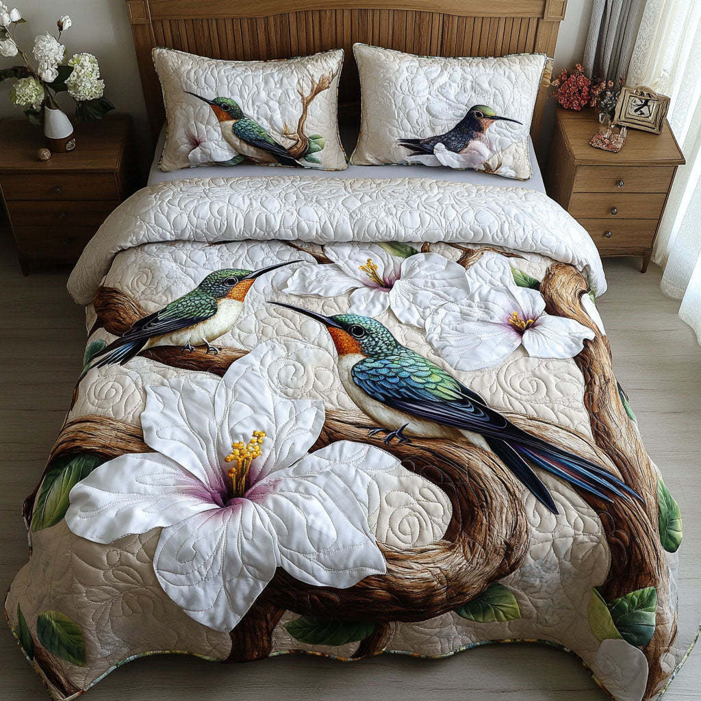 Hummingbird 3-Piece Quilted Bedding Set NCU0VT156