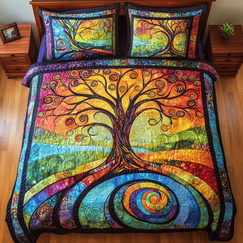 Tree Of Life 3-Piece Quilted Bedding Set NCU0VT71
